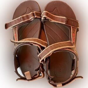 TEVA Tanza Sandals Kids Size 2 Brown Tan Orange Good pre owned condition